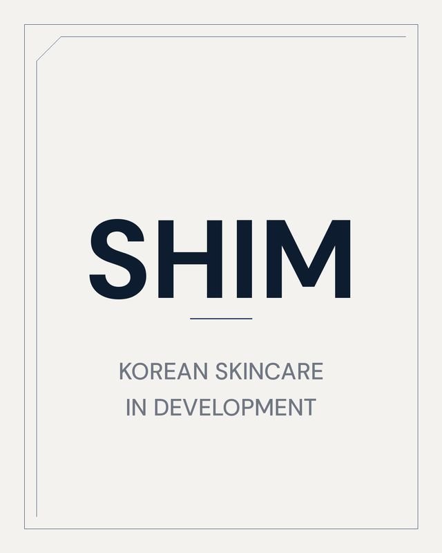Typographic plate reading SHIM, Korean skincare, in development