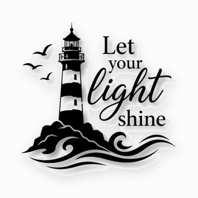 A Sticky Rebels lighthouse decal design shown as cut vinyl artwork